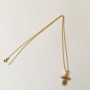 Real 18k Solid Gold Chain & 14k Real Solid Gold Cross Pendant😍🛍